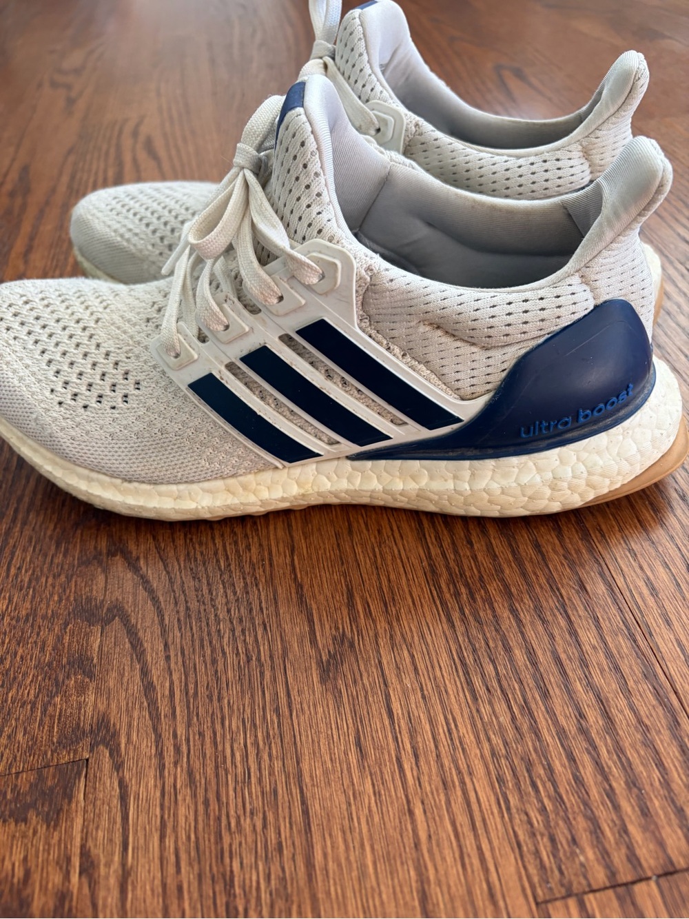 adidas White and Navy Men’s Ultra Boost Running Sneakers